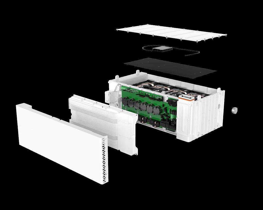 Technical build-up of an ATMOCE M-ELV BattBank pack with battery module and electronics
